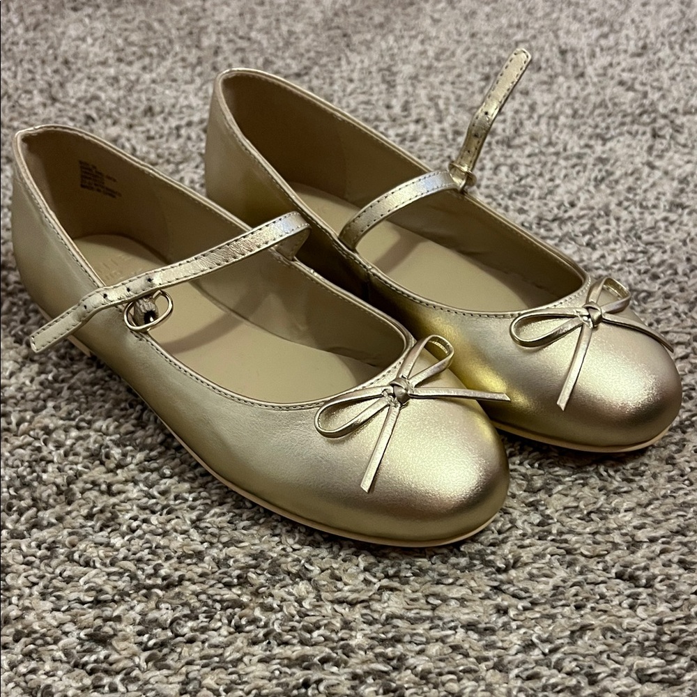 Janie and Jack Metallic Gold Mary Jane Shoes
